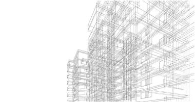 Mimari sanat konseptinde soyut çizgiler, minimum geometrik şekiller. 