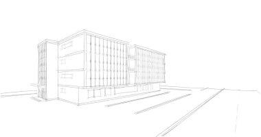 Mimari sanat konseptinde soyut çizgiler, minimum geometrik şekiller. 