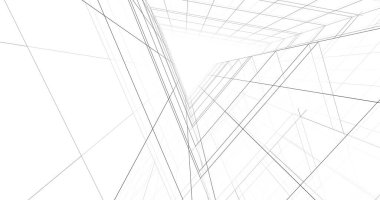 Arkaplanda mimari bina 3d illüstrasyon