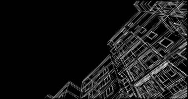 Mimari sanat konseptinde soyut çizgiler, minimum geometrik şekiller. 