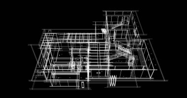 Mimari sanat konseptinde soyut çizgiler, minimum geometrik şekiller. 