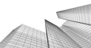 Arkaplanda mimari bina 3d illüstrasyon