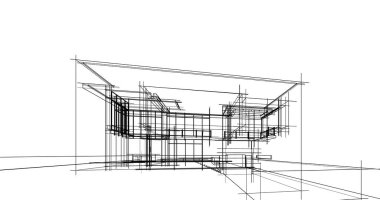 Arkaplanda mimari bina 3d illüstrasyon