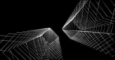 Mimari sanat konseptinde soyut çizgiler, minimum geometrik şekiller. 