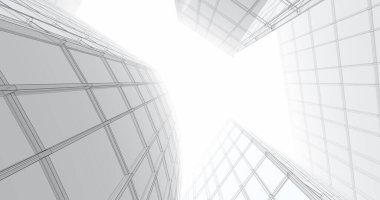 Arkaplanda mimari bina 3d illüstrasyon