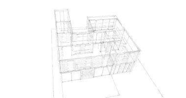 Arkaplanda mimari bina 3d illüstrasyon