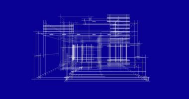 Arkaplanda mimari bina 3d illüstrasyon