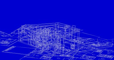 Mimari sanat konseptinde soyut çizgiler, minimum geometrik şekiller. 