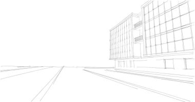 Mimari sanat konseptinde soyut çizgiler, minimum geometrik şekiller. 