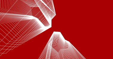 Mimari sanat konseptinde soyut çizgiler, minimum geometrik şekiller. 