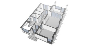 Mimari sanat konseptinde soyut çizgiler, minimum geometrik şekiller. 