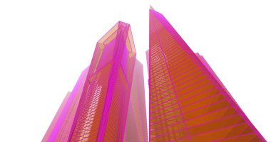 Arkaplanda mimari bina 3d illüstrasyon