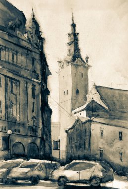 Mimari sanat konseptinde soyut çizgiler, minimum geometrik şekiller. 