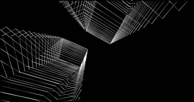 Mimari sanat konseptinde soyut çizgiler, minimum geometrik şekiller. 