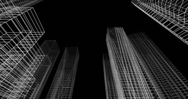 Arkaplanda mimari bina 3d illüstrasyon