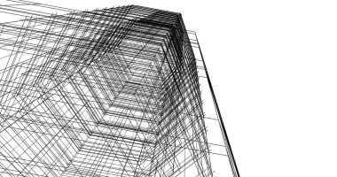 Arkaplanda mimari bina 3d illüstrasyon