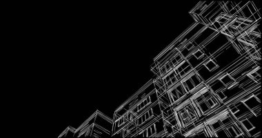 Mimari sanat konseptinde soyut çizgiler, minimum geometrik şekiller. 