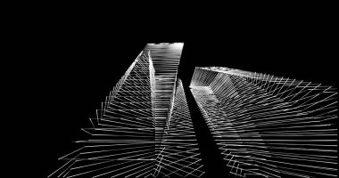 Mimari sanat konseptinde soyut çizgiler, minimum geometrik şekiller. 