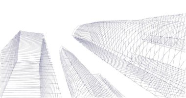 Arkaplanda mimari bina 3d illüstrasyon