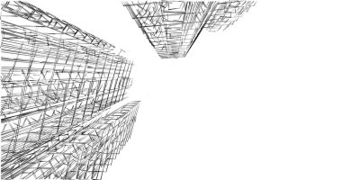 Mimari sanat konseptinde soyut çizgiler, minimum geometrik şekiller. 