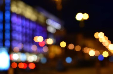 Bulanık soyut ışıklar gece şehrin arka planı