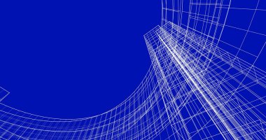 Arkaplanda mimari bina 3d illüstrasyon