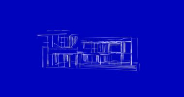 Arkaplanda mimari bina 3d illüstrasyon