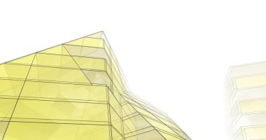 Mimari sanat konseptinde soyut çizgiler, minimum geometrik şekiller. 