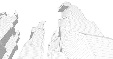 Mimari sanat konseptinde soyut çizgiler, minimum geometrik şekiller. 