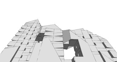 Arkaplanda mimari bina 3d illüstrasyon,