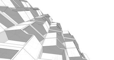 Mimari sanat konseptinde soyut çizgiler, minimum geometrik şekiller. 