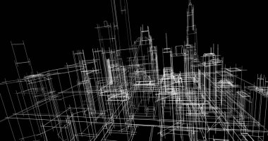 Arkaplanda mimari bina 3d illüstrasyon