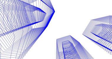 3d mimari duvar kağıdı tasarımı, dijital bina çizimi 