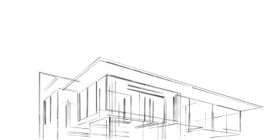Mimari sanat konseptinde soyut çizgiler, minimum geometrik şekiller. 
