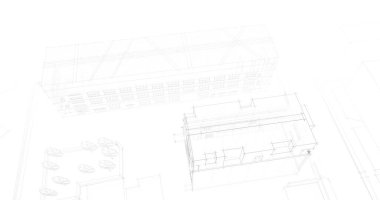 Mimari sanat konseptinde soyut çizgiler, minimum geometrik şekiller. 