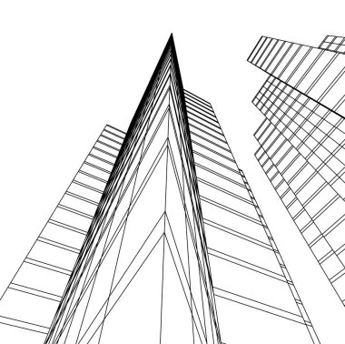 Mimari sanat konseptinde soyut çizgiler, minimum geometrik şekiller. 