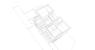 Mimari sanat konseptinde soyut çizgiler, minimum geometrik şekiller. 