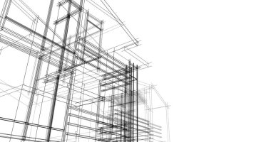Mimari sanat konseptinde soyut çizgiler, minimum geometrik şekiller. 