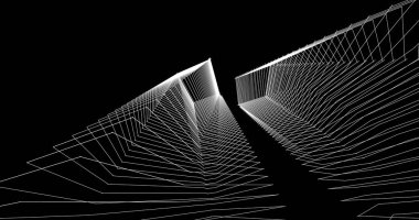 Mimari sanat konseptinde soyut çizgiler, minimum geometrik şekiller. 