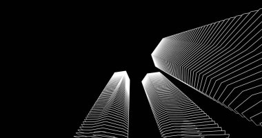 3d mimari duvar kağıdı tasarımı, dijital bina çizimi 