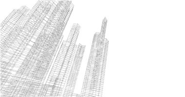 Arkaplanda mimari bina 3d illüstrasyon