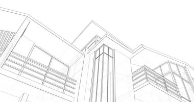 Mimari sanat konseptinde soyut çizgiler, minimum geometrik şekiller. 