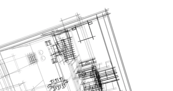 Abstraktní Kreslicí Čáry Architektonickém Pojetí Minimální Geometrické Tvary — Stock fotografie