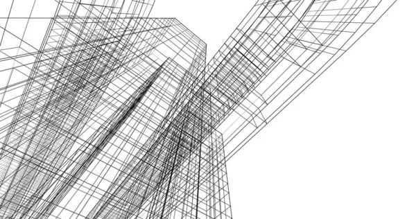 Abstrakcyjne Linie Rysunku Koncepcji Sztuki Architektonicznej Minimalne Kształty Geometryczne — Zdjęcie stockowe