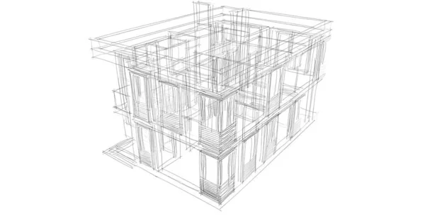 Architektura Budynek Ilustracja Tle — Zdjęcie stockowe