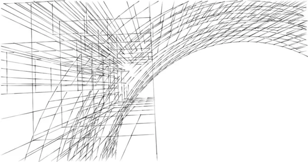 Vázlat Művészet Geometriai Építészeti Épületek Tervezése — Stock Fotó