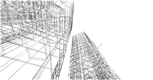 Líneas Abstractas Dibujo Concepto Arte Arquitectónico Formas Geométricas Mínimas — Foto de Stock