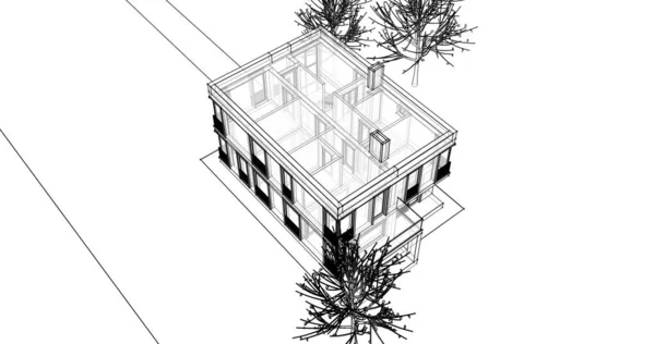 Архитектурное Построение Иллюстрации Фоне — стоковое фото