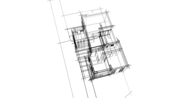 Líneas Abstractas Dibujo Concepto Arte Arquitectónico Formas Geométricas Mínimas — Foto de Stock