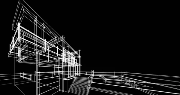 Projekt Geometrycznych Budynków Architektonicznych — Zdjęcie stockowe